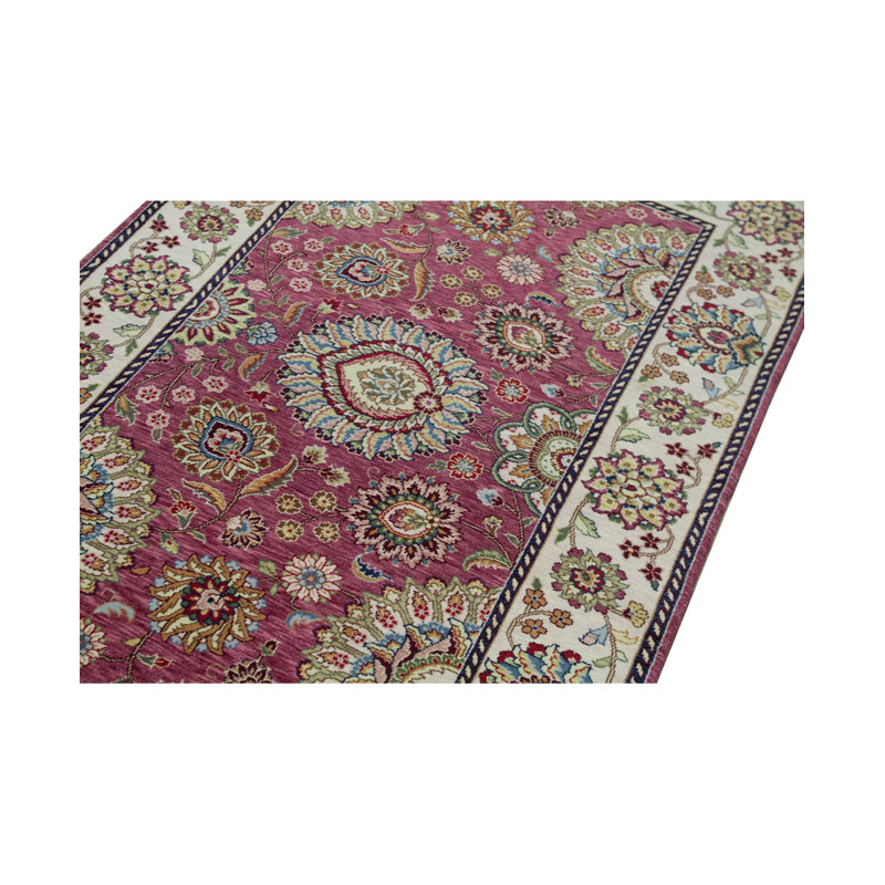 Tapis oriental rose / ivoire en laine noué à la main Manchuria