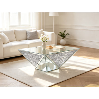 Table basse miroir à prisme de cristal