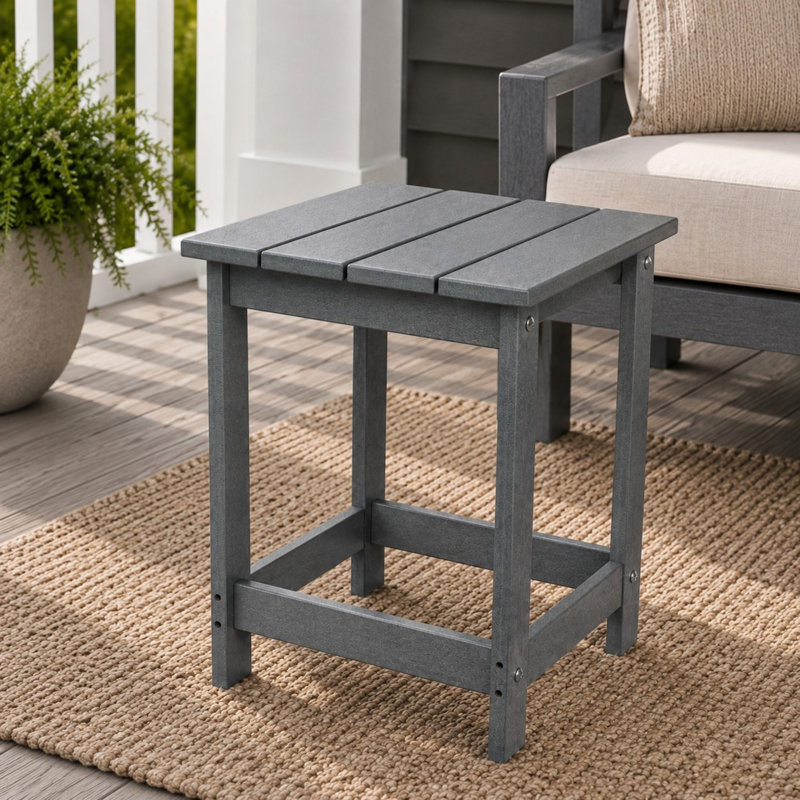 Harper All-Weather Square Adirondack HDPE Plastic/Resin Outdoor Side Table, Gray