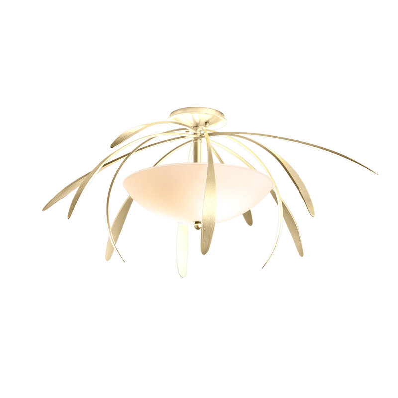 Plafonnier semi-encastré 2 lumières Dahlia, Laiton moderne
