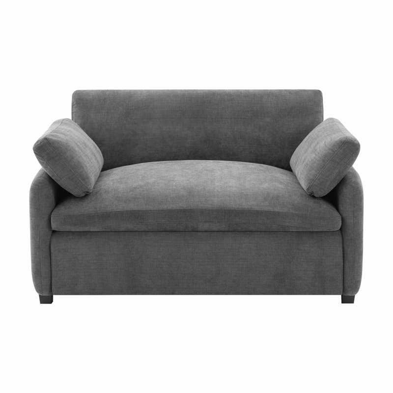 Fauteuil surdimensionné en chenille avec assise profonde, Gris