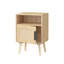Table de chevet en rotin de 22,83 po de hauteur, table d'appoint avec tablette ouverte, table de chevet décorative avec pieds en bois massif pour chambre à coucher, dortoir et petits espaces, chêne