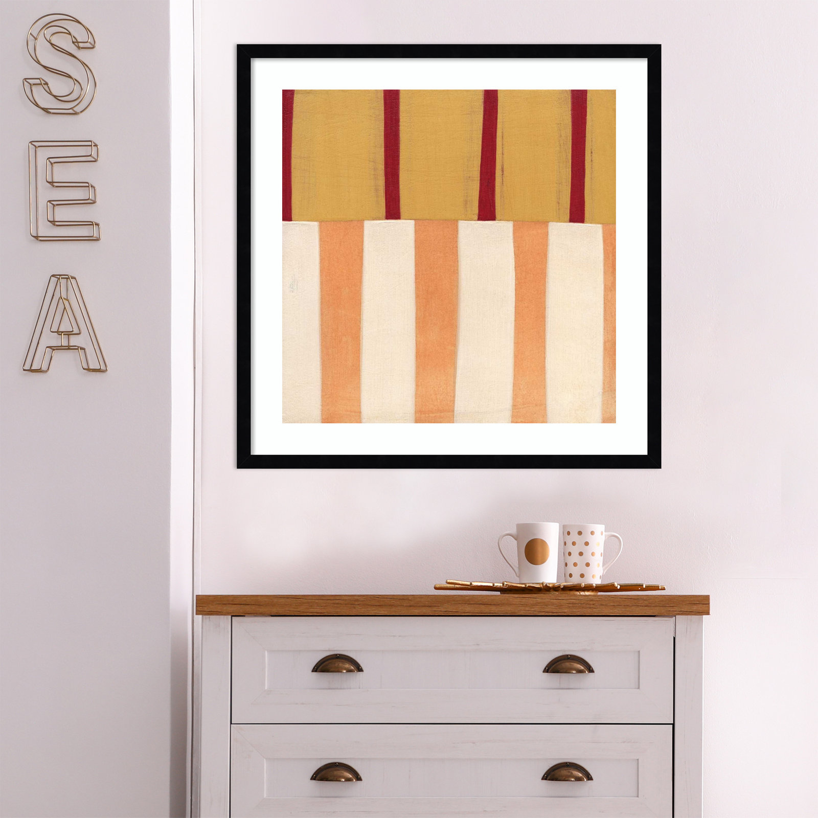 Broken Stripes 3 by Laura Nugent, Black, 25" H x 25" W x 1" D