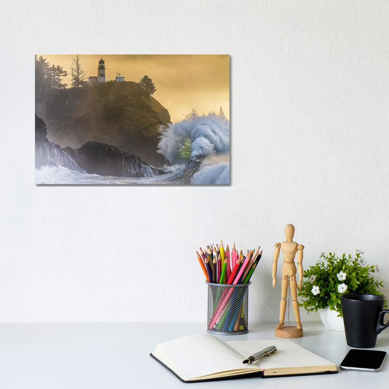 Cape Disappointment Lighthouse - Washington Coast King Tides 1 Piece Wall Art on Canvas, Does Not Apply