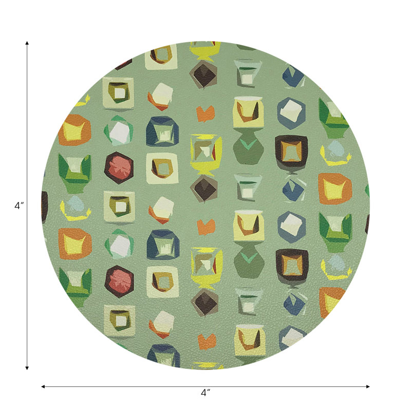 Color Pop Andre Vegan Leather Round Coasters, Granada