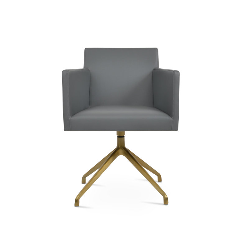 Fauteuil Harbut, Laiton, gris