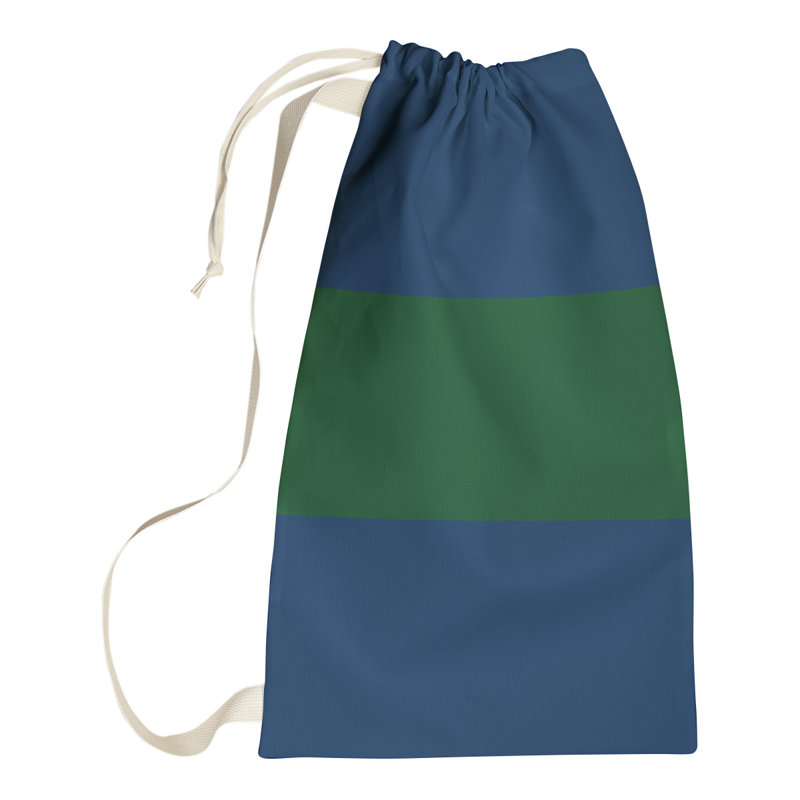 Utah Fabric Laundry Bag with Handles, Small ( 29" x 18" x 1.5"), Navy/Green/Navy