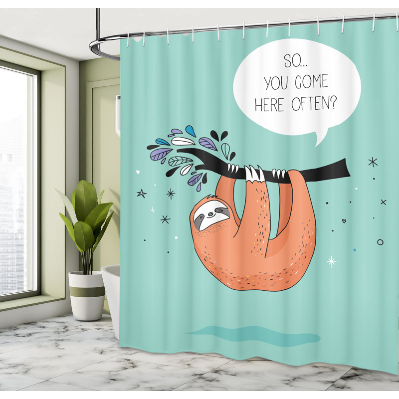 Rideau de douche simple à motif de paresseux affectueux allarna, H 84 po x l 69 po