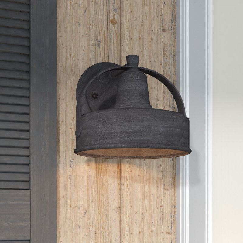 Luminaire de grange d'extérieur Velner, H 8,25 po x l 9 po x P 9,25 po, Étain patiné