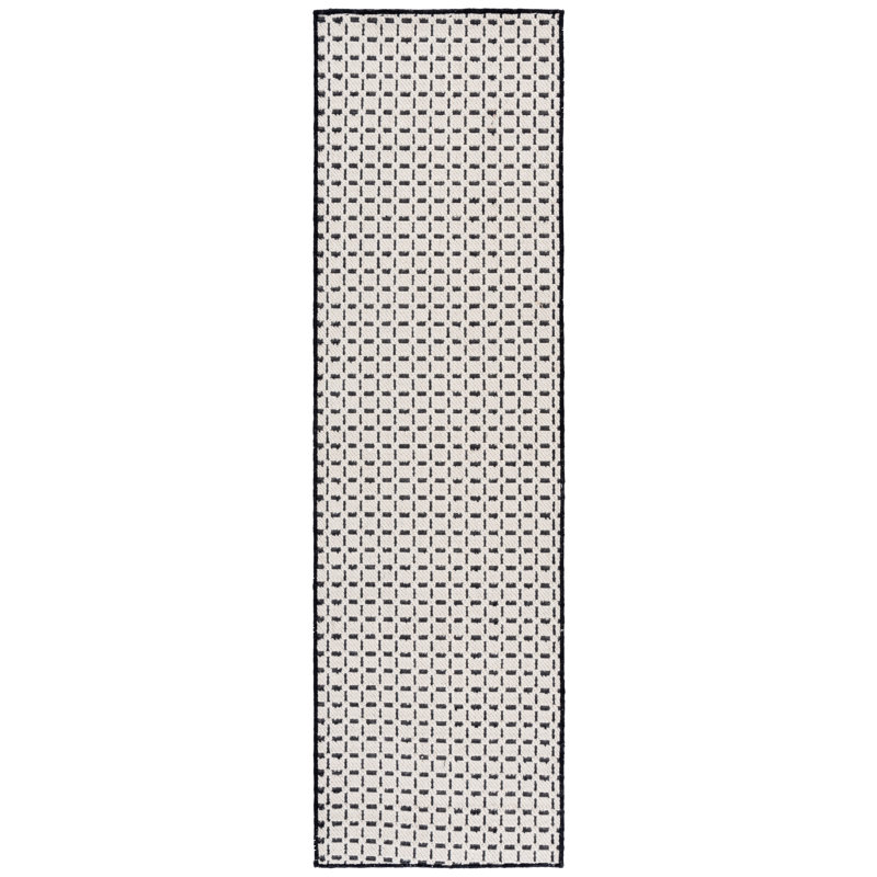 Tapis naturel en fibres naturelles ivoire / noir 489, Tapis de couloir 2 pi 3 po x 8 pi
