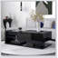 Table basse en verre trempé, table basse en bois avec surface UV ultrabrillante
