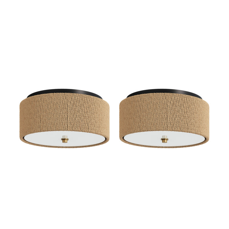Flush Mount Ceiling Light With Seagrass Shade
