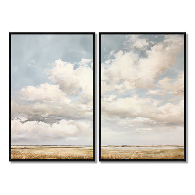 Nuage blanc paysage minimaliste - grands nuages, art mural