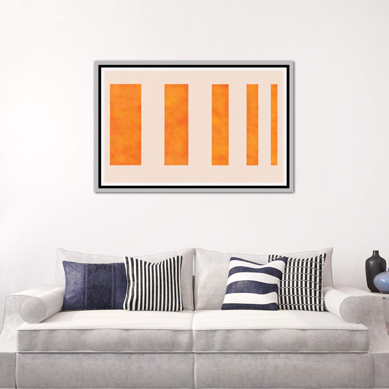 " Orange Levies ", Silver Framed Canvas, 32" H x 48" W x 1.5" D