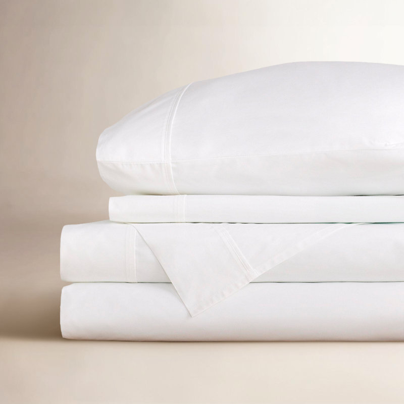 Coyer Classic Cotton Percale Sheet Set, White, King Sheet Set + 1 Fitted Sheet + 2 Pillowcases