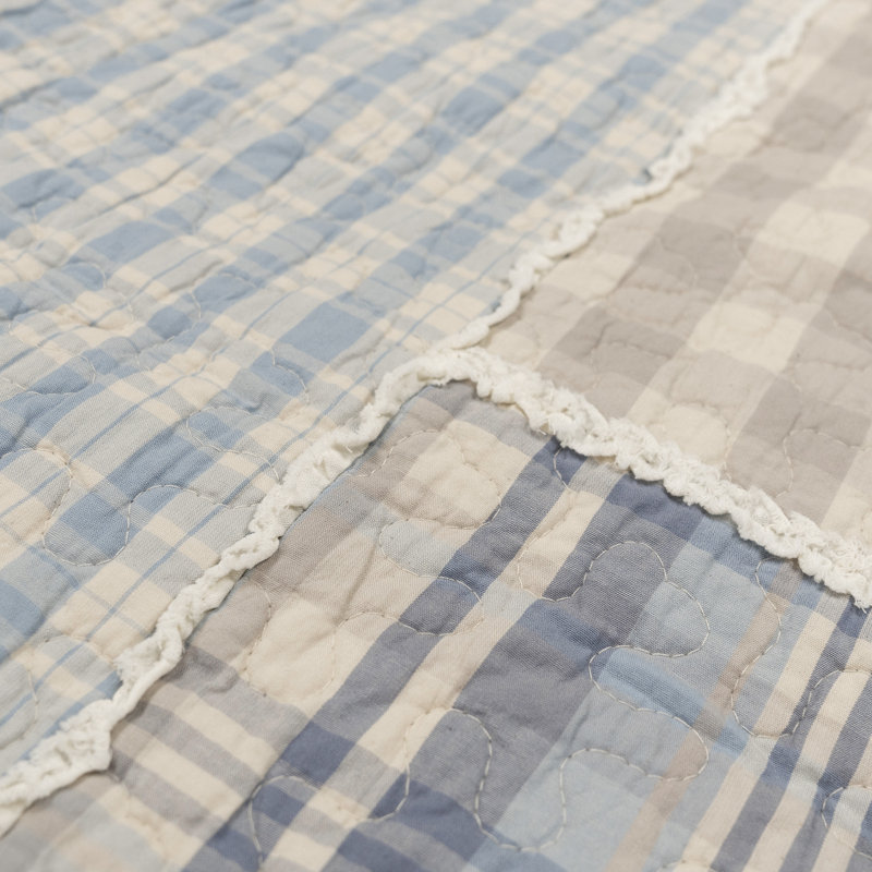 Donna Sharp Slate Cobblestone Ragged Pieced Cotton Quilted Throw, 60" L x 50" W