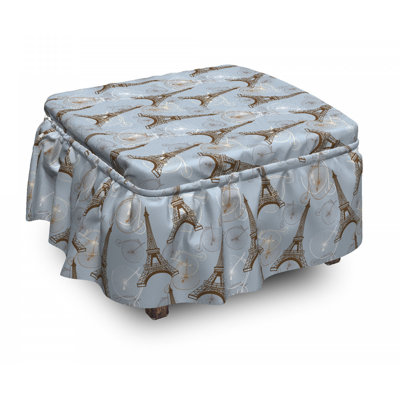 Ensemble de housse pour repose-pieds à coussins carrés 2 pièces eiffel retro