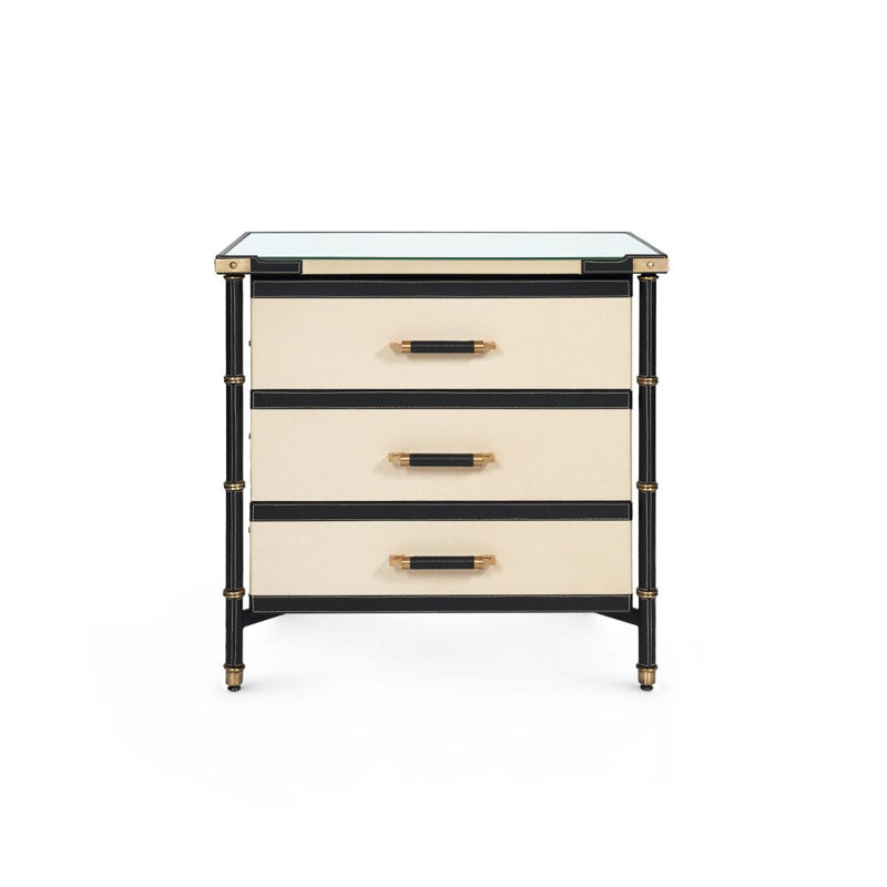 Toulon End Table, Black/Beige