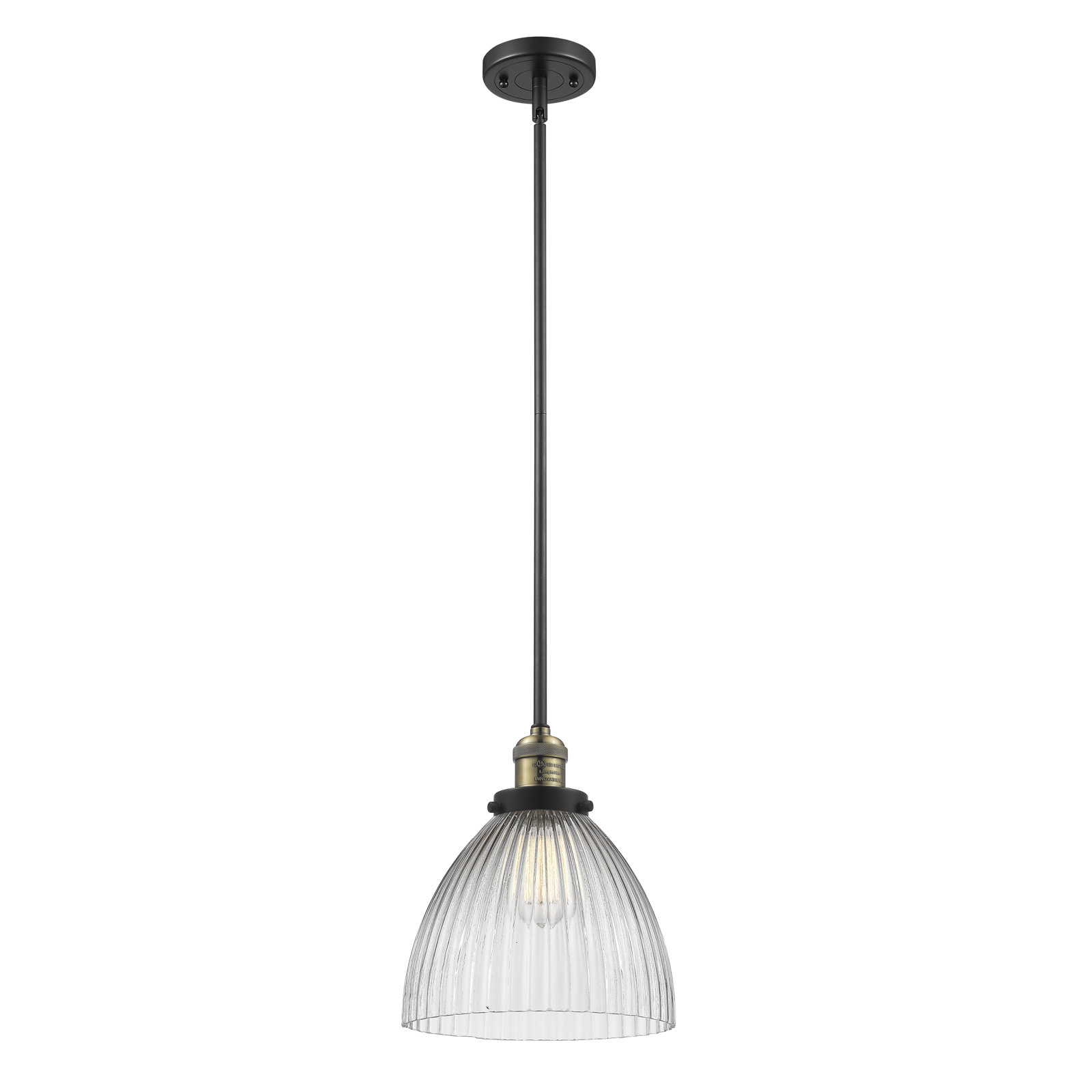 Montrose Single Light Glass Dimmable Pendant, No Bulb Included, Matte Black