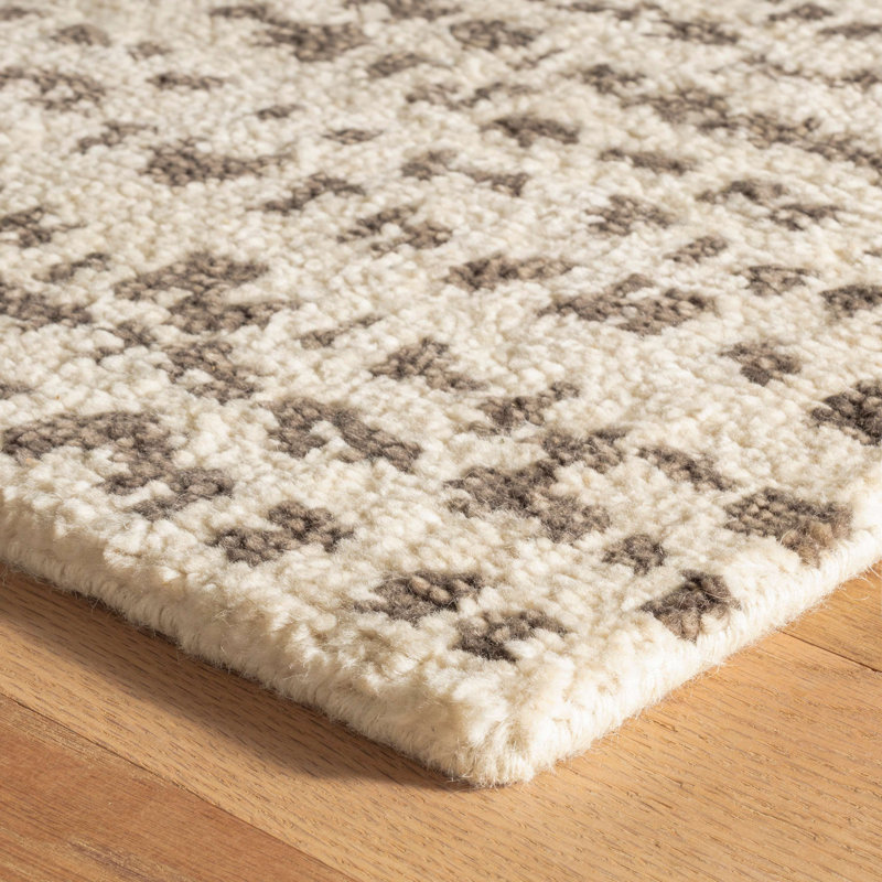 Hand-Knotted Natural Wool Rectangular Rug 3' x 5'