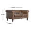 Canapé Chesterfield à accoudoirs roulés en cuir véritable 59,0551 po Rosito