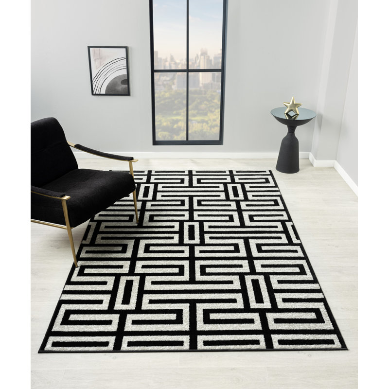 Vladya Grey Abstract Geometric Area Rug, Rectangle 2' x 3'3"