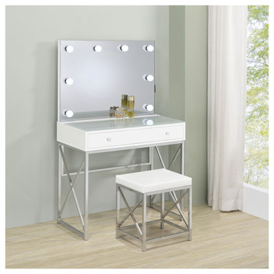 Coiffeuse avec miroir et tabouret Hamlin