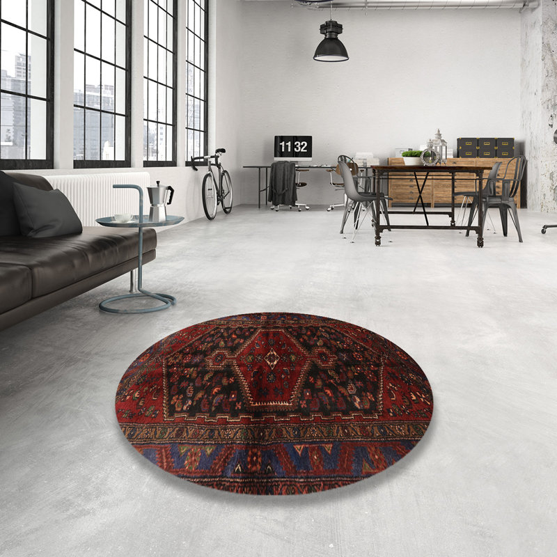 Tapis oriental noir / rouge, Rond 6 pi