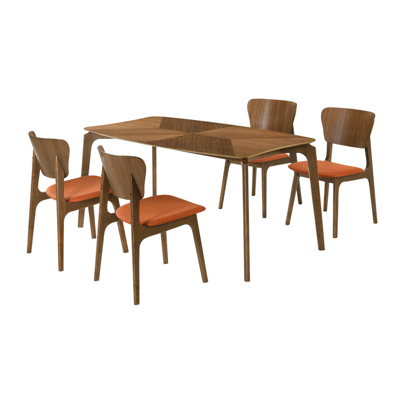 Ensemble de table de salle à manger 5 pièces Jennelle, Noyer, Orange