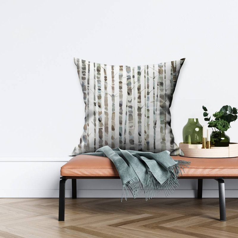 Watercolor birch tree forest - 26"x26" Throw pillow - Poly twill - Print on demand