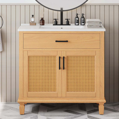 Meuble-lavabo 36 po avec lavabo en céramique, 2 portes à fermeture douce et 3 tiroirs
