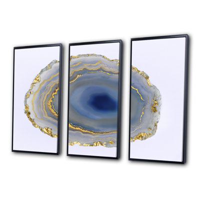 Golden Water Agate - ensemble d'art mural sur toile Glam, ensemble de 3