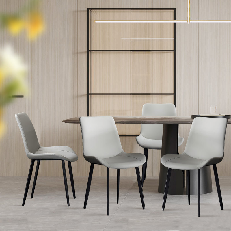 Dining Chairs Faux Leather for Kitchen Dining Room, Comfortable Mid Century Modern Chair with Metal Legs, Upholstered Side Chair for Livingroom