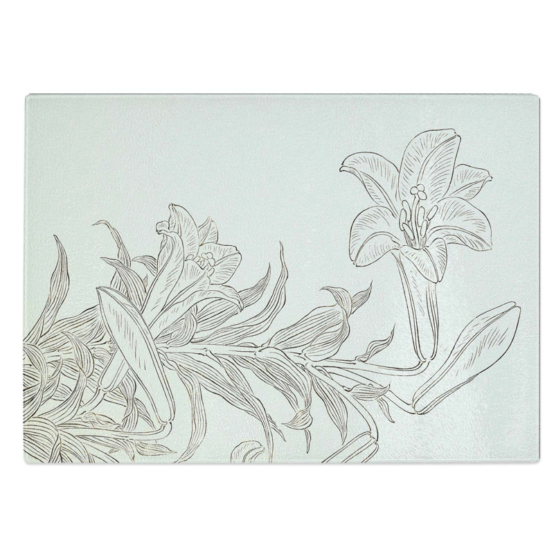 Glass Illustration of Lilies by Ohara Koson Chopping Board, 39 cm W x 28.5 cm L