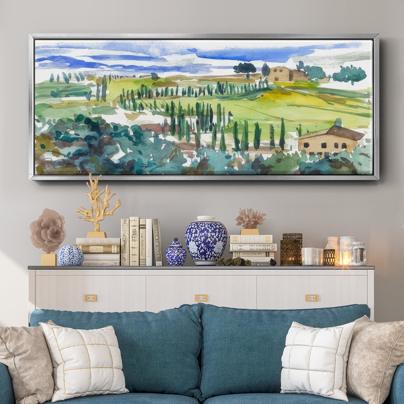 Pastel Hills II - reproduction à cadre flottant, Argent, H 24 po x l 60 po x P 1,5 po