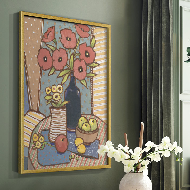 Table Still Life I, reproduction encadrée - bois massif, Encadrement doré, H 20 po x l 16 po