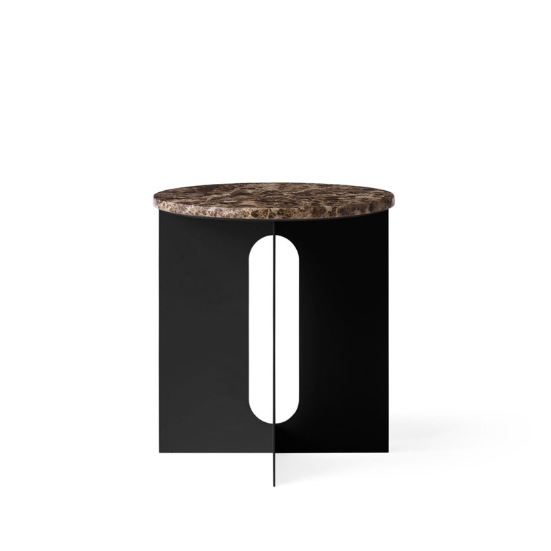 Androgyne Marble End Table, Emperador Dark Marble/Black