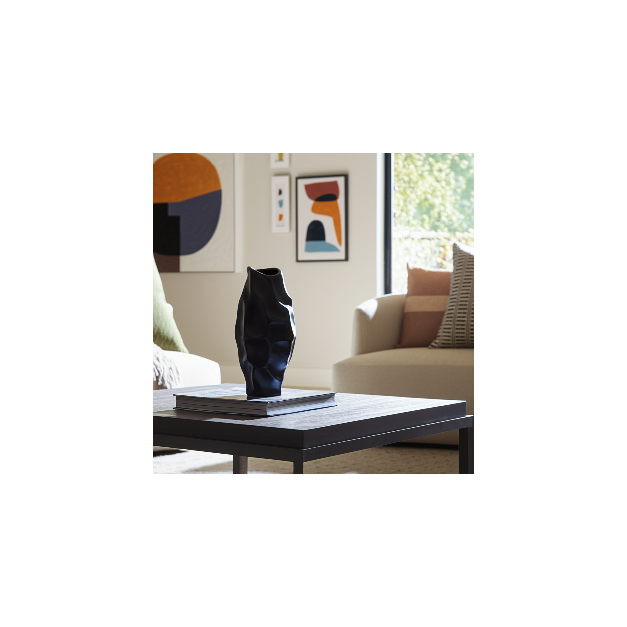 Antwerp Handmade Table Vase, 17" H x 8" W x 8" D, Black