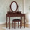 Ensemble coiffeuse Glamoure avec miroir réglable et tabouret rembourré