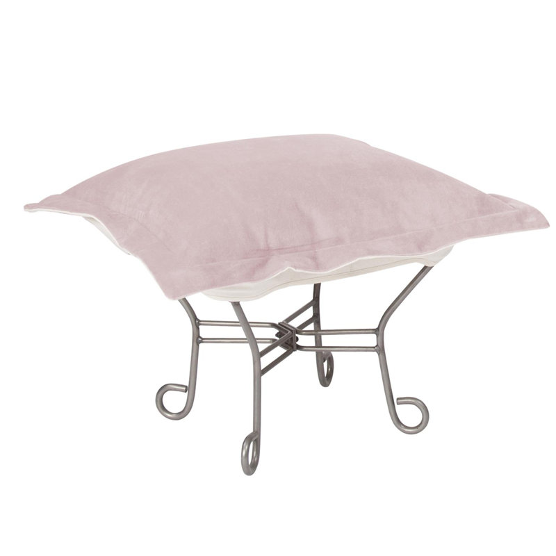 Repose-pieds en frêne Bella Scroll Puff, Rose