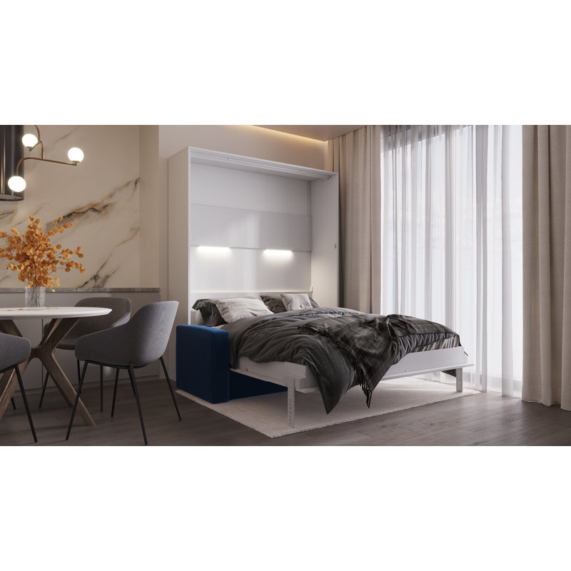 Neidelin Upholstered Bed, White/Navy