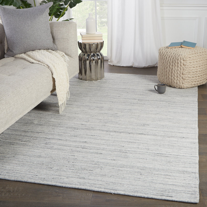 Tapis gris tissé à la main , Rectangle 9 pi x 12 pi