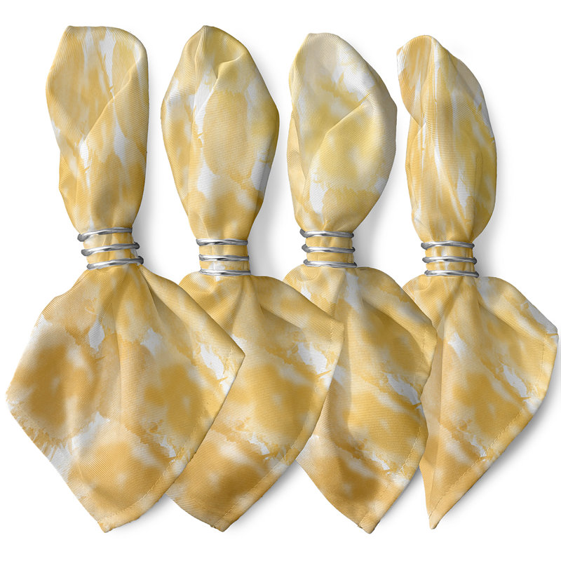 Lashaun Polyester Abstract Square Napkin, Yellow