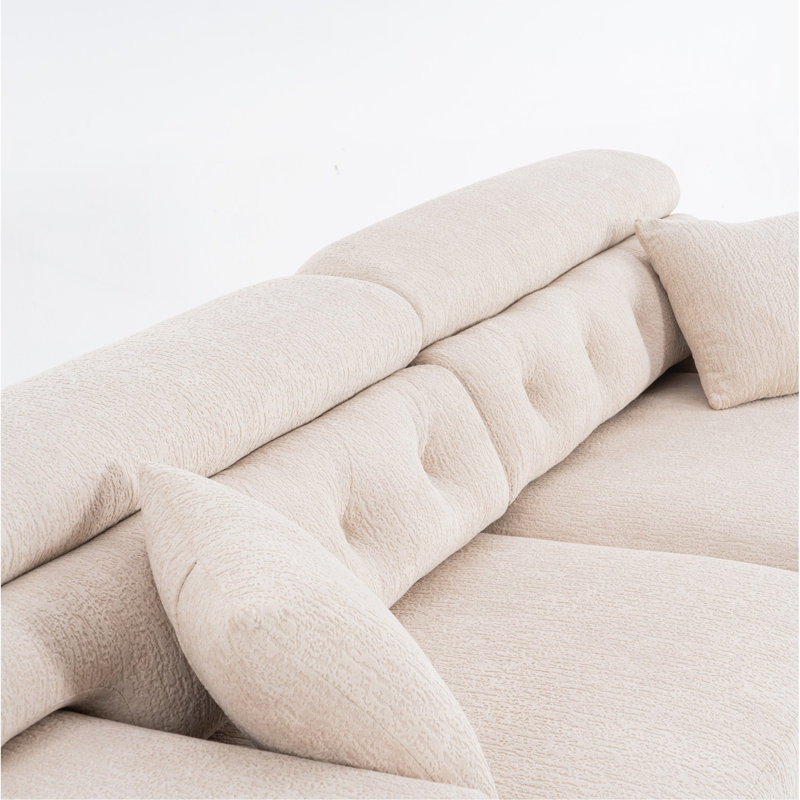 Apricot Compression Sofa: 4-Seater Combined Sofa, Apricot
