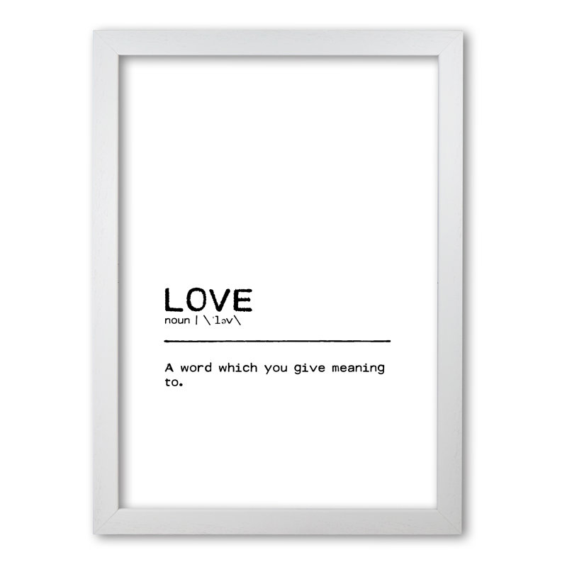Love You - Print, 60 cm H x 42 cm W x 5 cm D, White Grain Frame