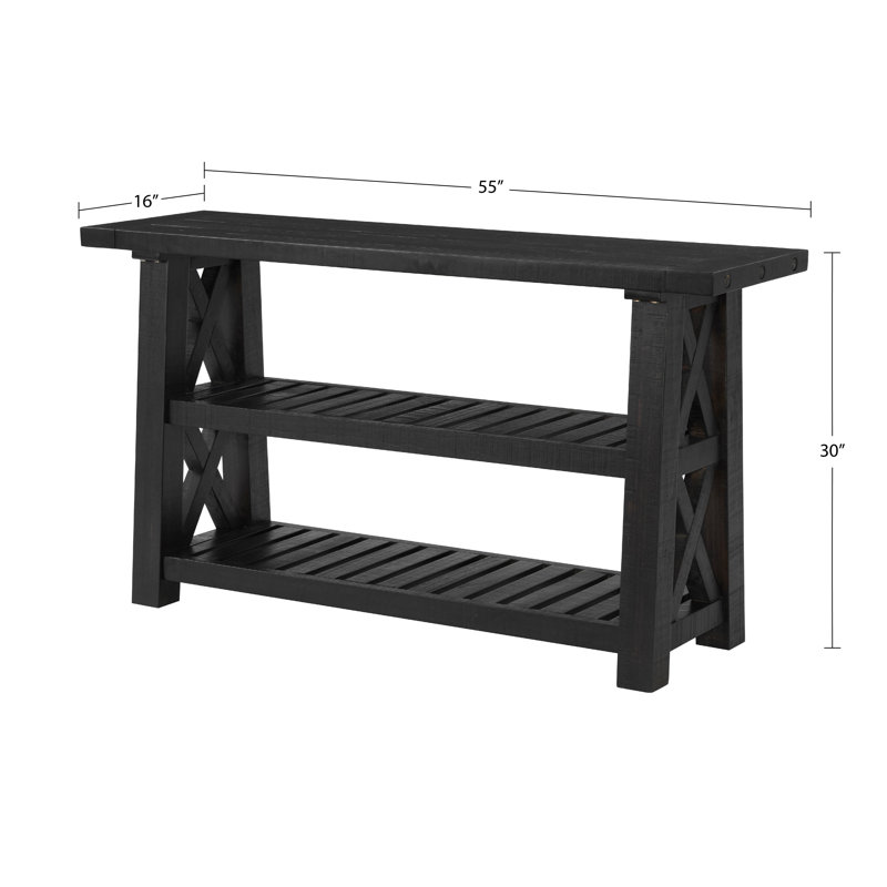 Caberfae 55'' Solid Wood Console Table, Black Stain