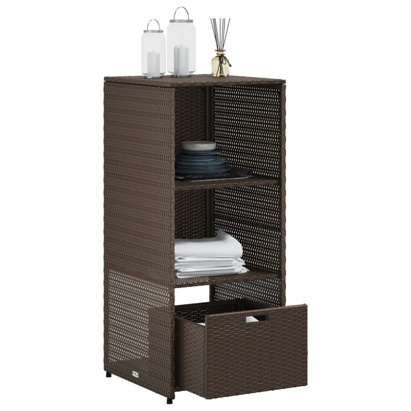 Garden Storage Cabinet 50X55x115 Cm Poly Rattan, Brown