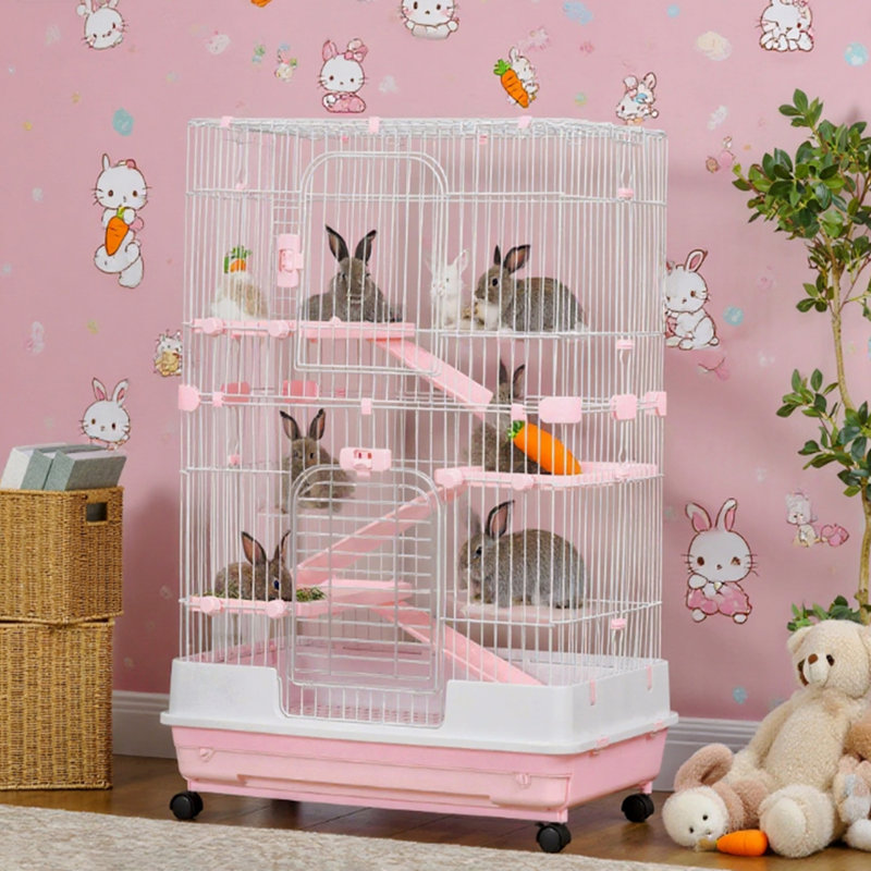 Cage à lapin avec roulettes
