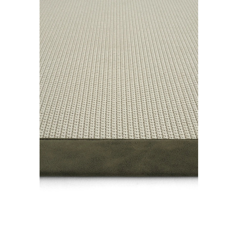 Tapis Beluga en cuir Casa Border Sisal, Tapis de couloir 2 pi 8 po x 8 pi 3 po