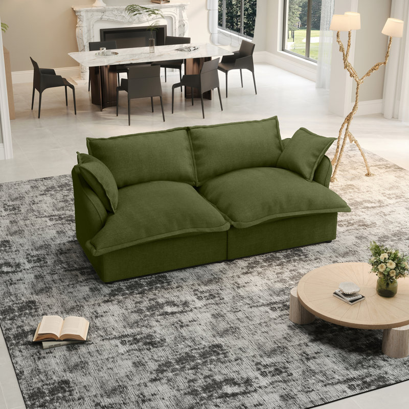Sinue 82'' Upholstered Sofa, 2-Seater Cloud Sofa, Modular Sectional Sofa Couch, Loveseat Sofa Modern Couch for Living Room(Ottoman not included)